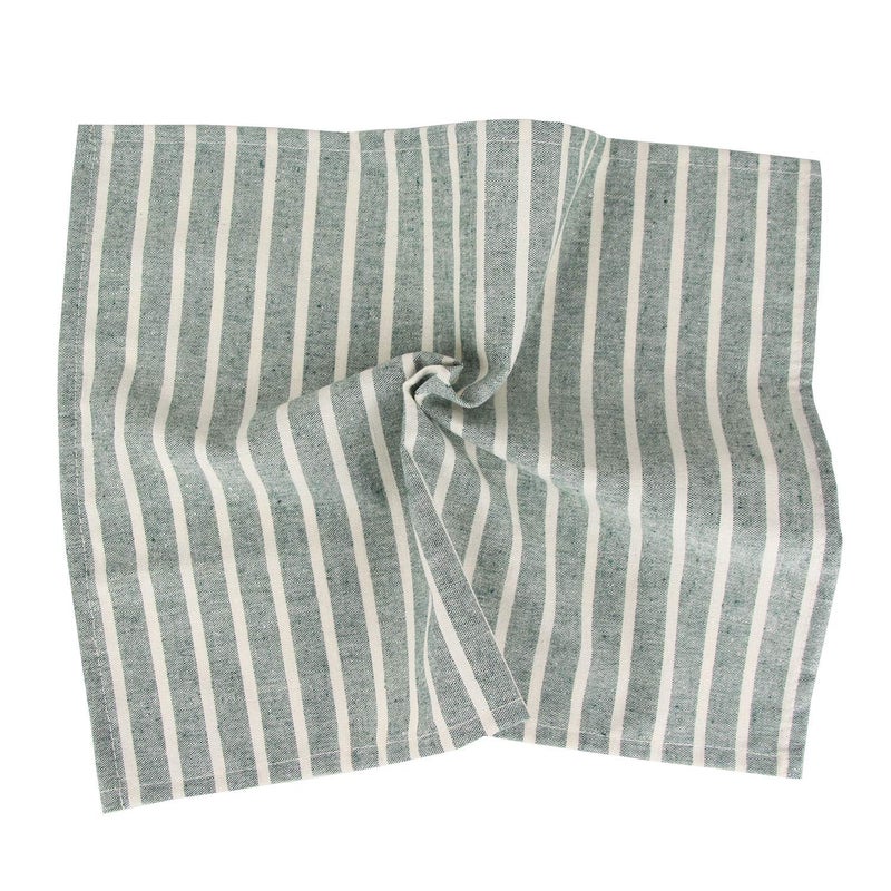 INFEI Broad Striped Cotton Blended Dinner Cloth Napkins - Set of 12 (40 x 30 cm) - for Christmas Events & Home Use (Green) - Image 5